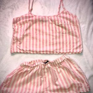 Pink striped pajama set